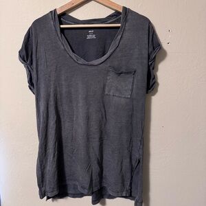 Aerie washed gray split hem baggy tee Size Small